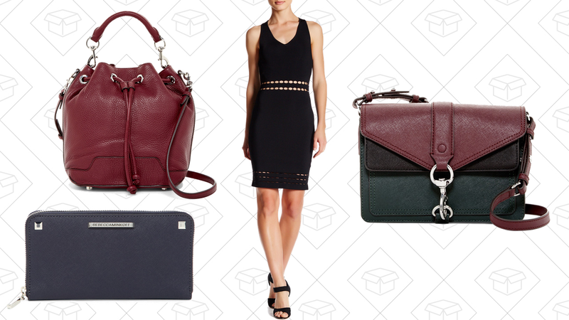 Fiona Leather Bucket Bag, $150 | Ava Leather Zip Wallet, $70 | Charly Cutout Bodycon Dress, $90 | Hudson Moto Mini Leather Crossbody, $130